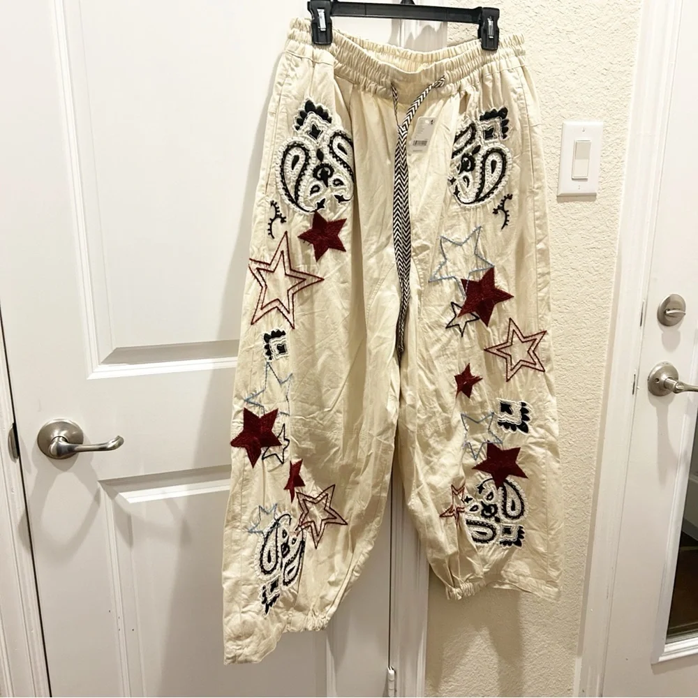 NWT Free People Aria Western Star Embroidered Pull On Pants - Picture 3 of 7